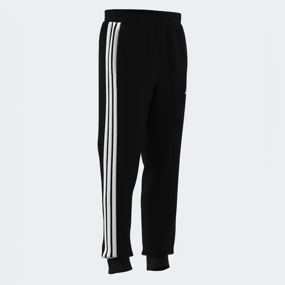 Adidas Mens Black Joggers with White Stripes
